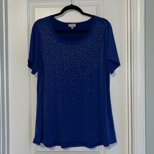 ⚡️ 3 for $30 ⚡️ Avenue Royal Blue Embellished Top